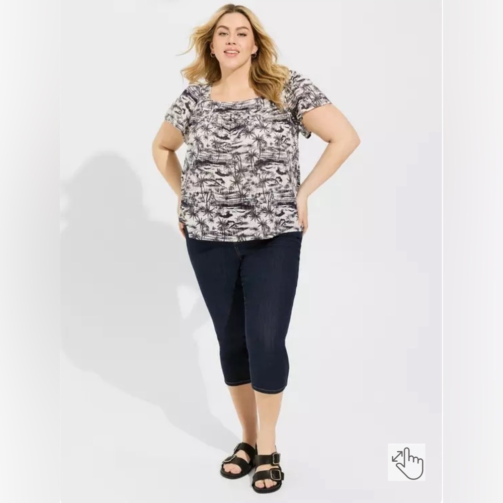 Torrid‎ Clip Jacquard Square Neck Flutter Sleeve Jungle Toil Top Women's 4X New - Picture 10 of 10